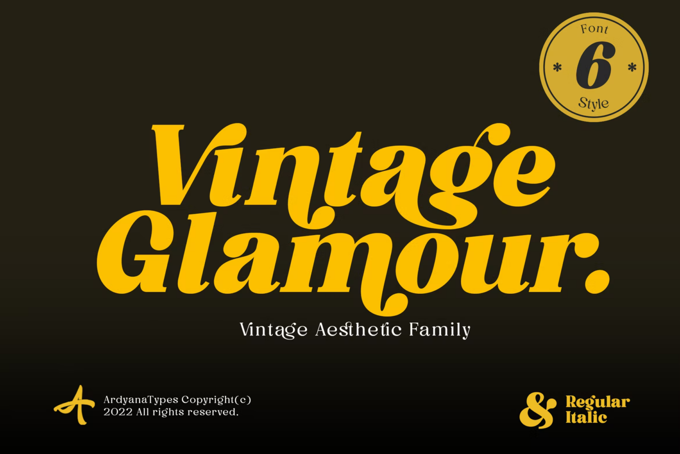 Vintage Glamour font preview images.