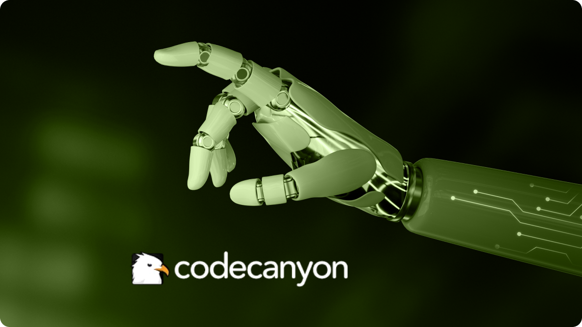 Image of robot arm with the CodeCanyon logo