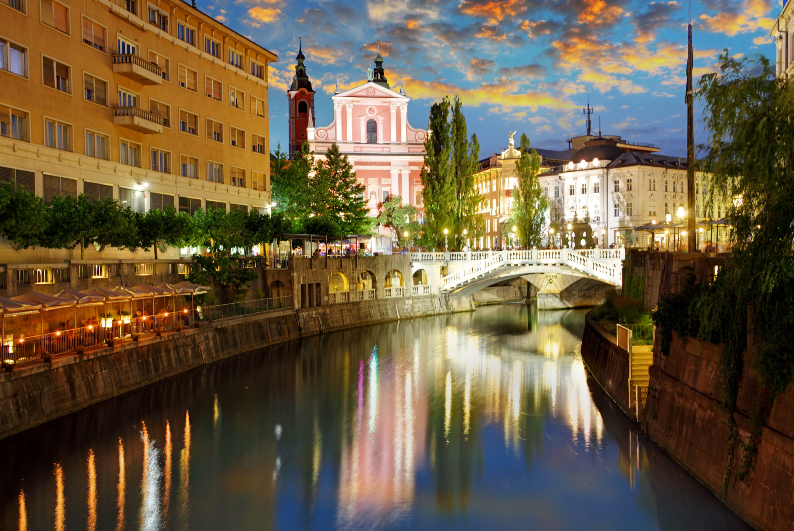 Ljubljana at a twiligth - capital town of Slovenia